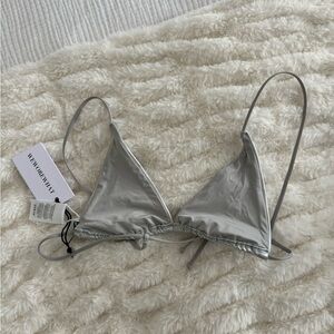 We Wore What Silver Bikini Top